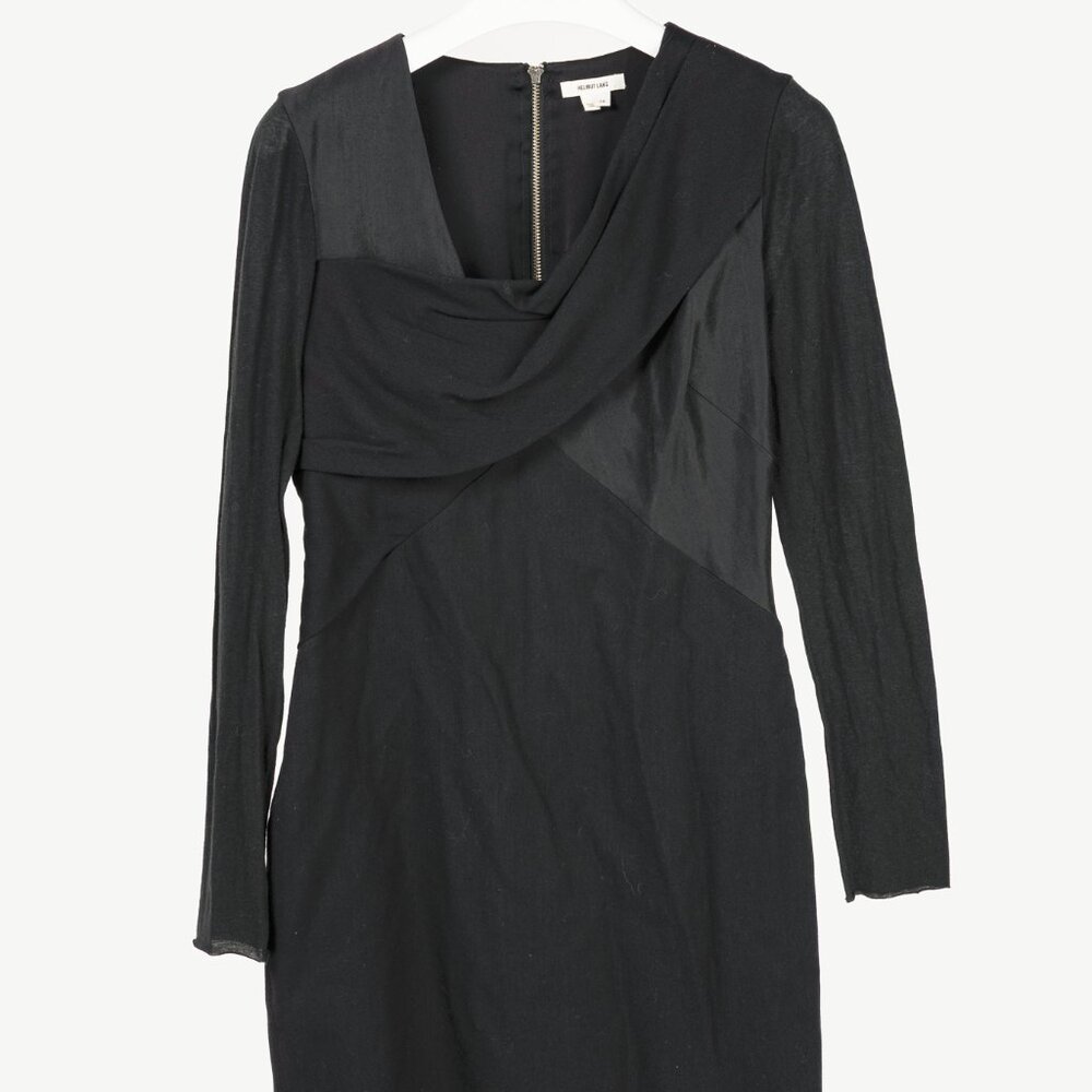 Helmut Lang Black Nexus Wool Knee-Length Dress